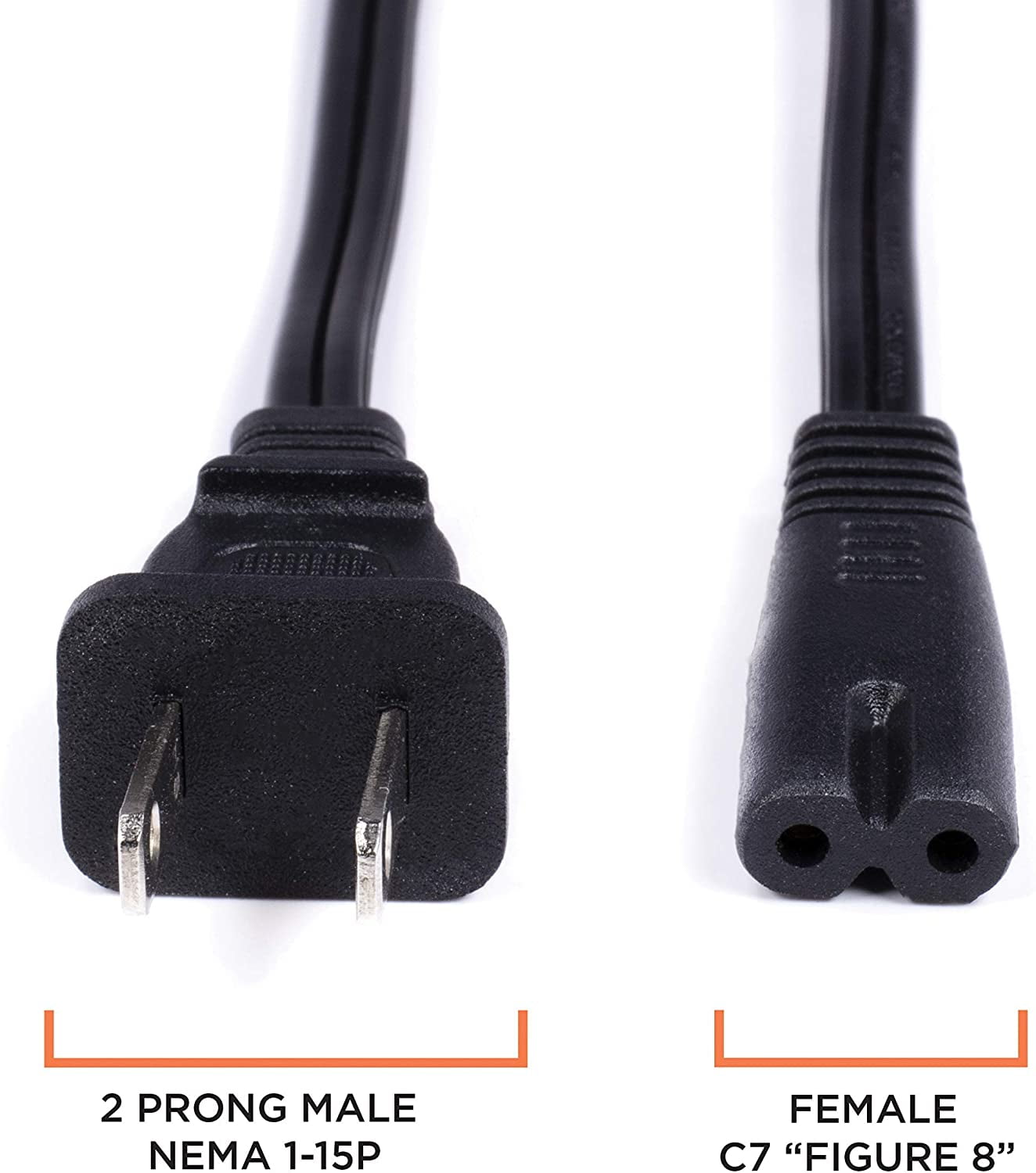THE CIMPLE CO - 2 Prong Figure 8 Power Cord Cable -Non-Polarized 4
