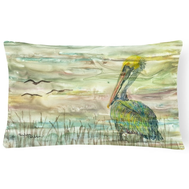 Carolines Treasures SC2012PW1216 Pelican Sunset Canvas Fabric Decorative Pillow