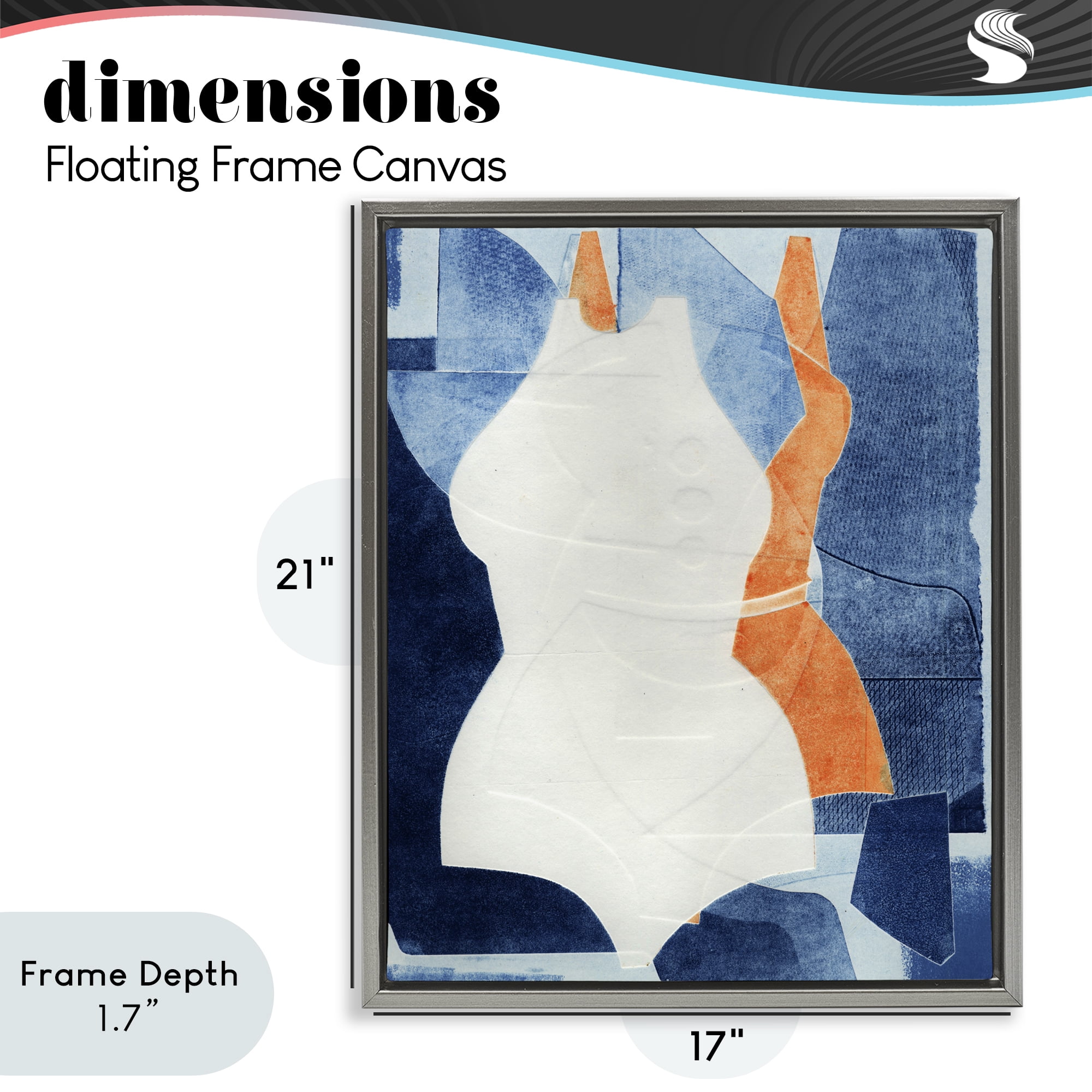 Stupell Industries Abstract Fashion Shapes Blue Gray Framed Floater Canvas Wall Art, design by Stacy Milrany