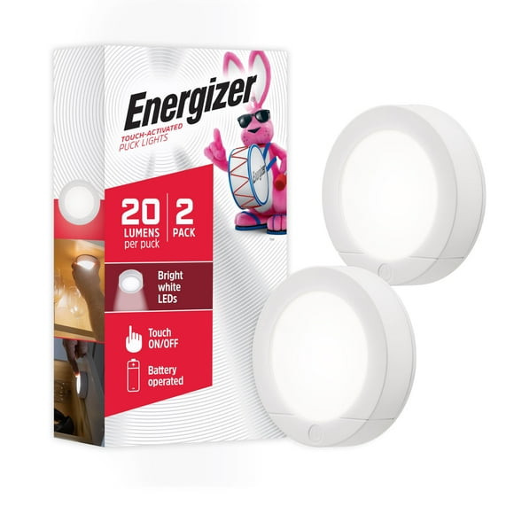 Luces LED inalámbricas tipo disco Lamp Energizer, paquete de 2 unidades táctiles