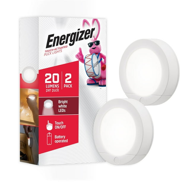Luces LED inalámbricas tipo disco Lamp Energizer, paquete de 2 unidades táctiles