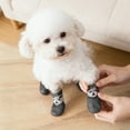 thumbnail image 4 of 4Pcs Breathable Dog Boots Puppy Paw Protector with Bear Pattern Dog Shoes for Winter Snowy Days Teddy Pomeranian Bichon Middle and Small Dogs Adjustable Sole Dog Booties (Black,S), 4 of 4
