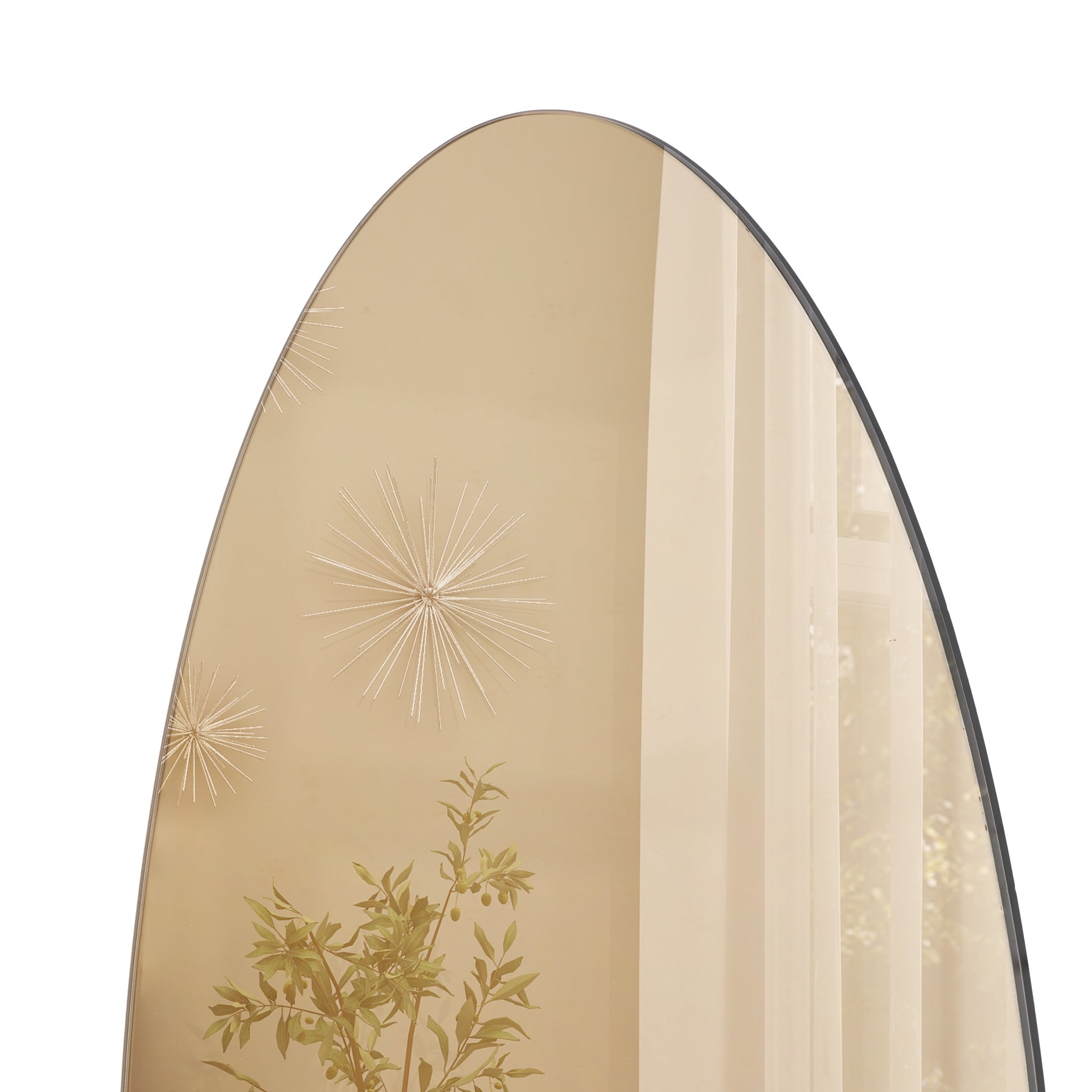 DecMode 20" x 47" Beige Oval Wall Mirror