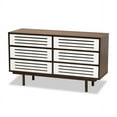 thumbnail image 2 of Baxton Studio Meike Mid-Century Modern Two-Tone Walnut Brown and White Finished Wood 6-Drawer Dresser, 2 of 7