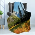 thumbnail image 4 of Yosemite Soft Flannel Fleece Blanket, Bird's Flight Flies over Mountains Yosemite National Park Early Fall Season, Cozy Plush for Indoor and Outdoor Use, 70" x 90", Orange Blue Green, by Ambesonne, 4 of 5