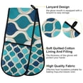 thumbnail image 2 of Yayeee Double Oven Mitt Kitchen Heat Resistant Baking 35" x7" Quilted Glove, Blue Geometric Pattern, 2 of 6