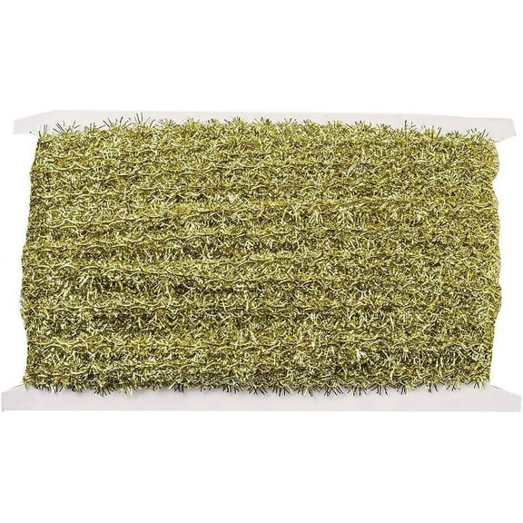 20 Yards 1/2 Inch Christmas Gold Tinsel Garland Ribbon Xmas Mini Thin Metallic Foil Twist Xmas Fluffy Ribbon Wired
