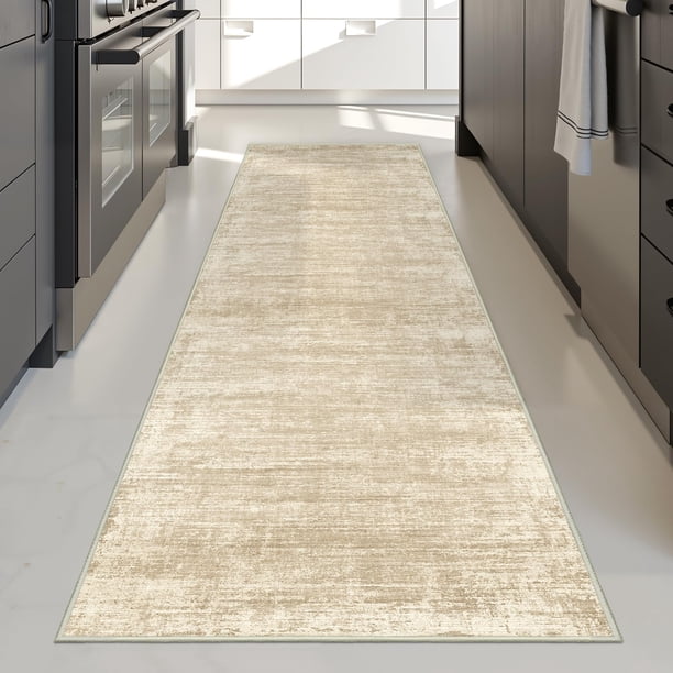 Alfombra Runner Zesthome, lavable, 60 x 180 cm, antideslizante, beige y marrón