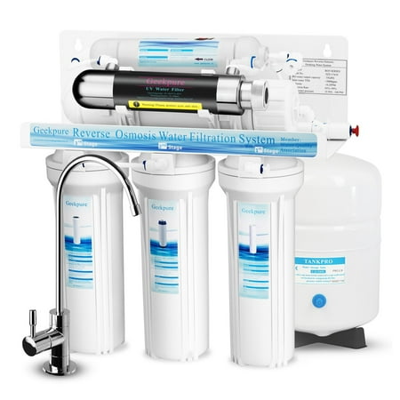

Geekpure 6-Stage Reverse Osmosis Drinking Water Filter System with Ultraviolet UV Filter-75GPD E03-UV