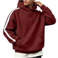 thumbnail image 4 of qafoshin Mens Hoodies Trendy Patchwork Hooded Sweatshirts Fall Winter Long Sleeve Shirts Casual Loose Pullover Tops with Pocket, 4 of 6