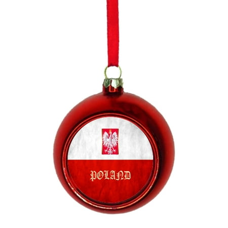 Flag Poland Polish Flag Bauble Christmas Ornaments Red Bauble