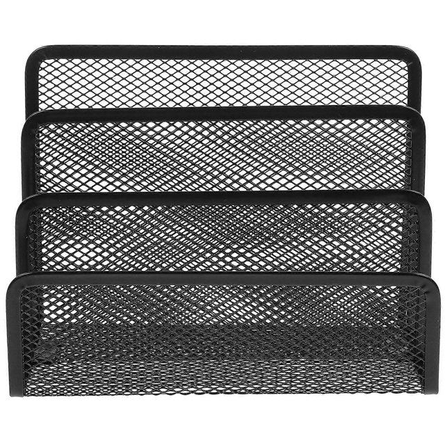 Metal Mesh Desktop Organizer File Folder Letters Magazine Holder for Home Office (Black)