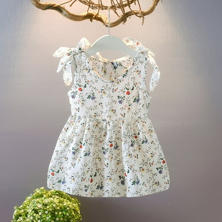 

Kids Baby Girls Floral Strap Princess Dresses Summer Sleeveless Dress 1-5Y