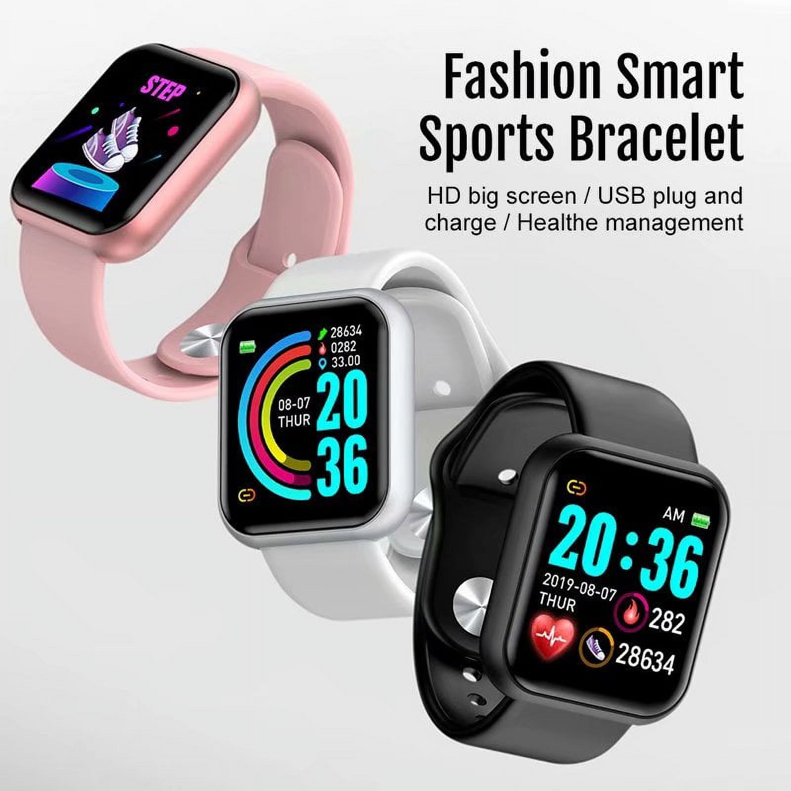 1.3" Smart Bluetooth Watch IP67 Waterproof Tracker Fitness Bracelet Colorful Screen Blood Pressure Monitor Wristband All Black - image 3 of 10