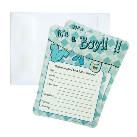 Baby Shower Invitations 12 Piece 7 Inches Clothesline Baby Boy