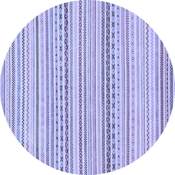 Ahgly Company Machine Washable Indoor Round Abstract Blue Modern Area Rugs, 7' Round