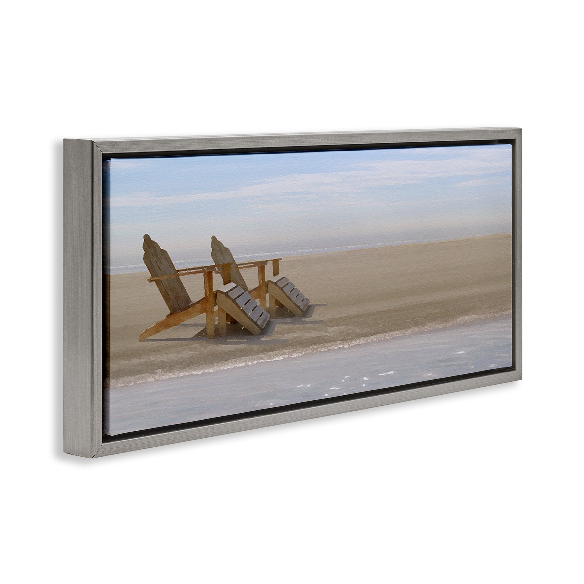 Stupell Industries Endless Beach Scene Landscape Photography Gray Floater Framed Canvas Art Print Wall Art, 25 x 11