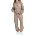 thumbnail image 4 of Conjunto de sudadera con capucha de manga larga para niños con estampado en forma de corazón y pantalones deportivos con lazo en las piernas, conjunto deportivo informal de dos piezas para niños, poli, 4 of 5