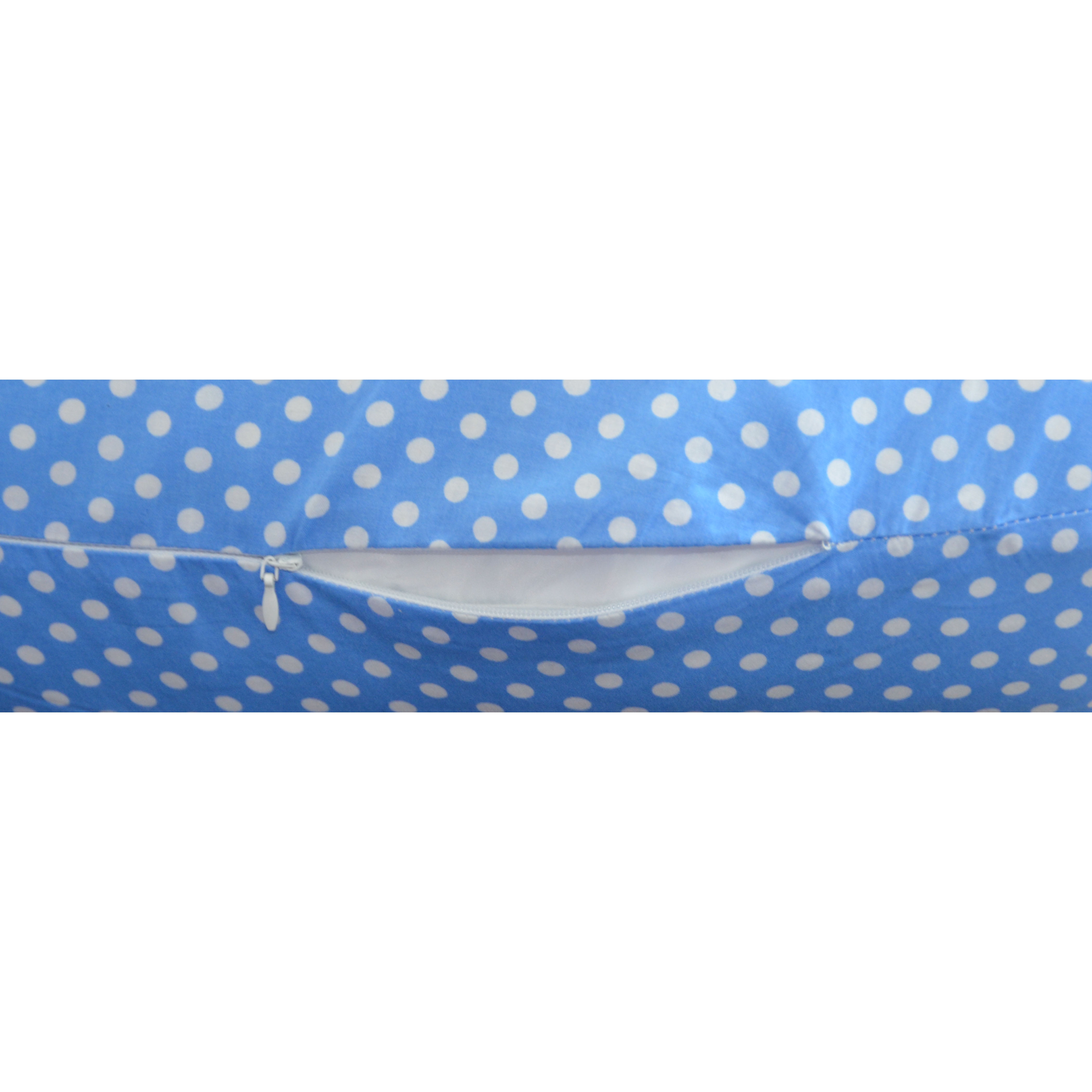 Hypo-Allergenic Versatile Body Contour Maternity Pregnancy and Nursing Pillow: Blue with White Polka Dots, 100% Cotton Removable Zipper Cover