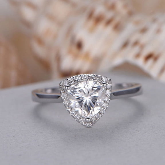 Silvago Jewel 2.2 Ct VVS1/D Brilliant Cut Diamond Ring for Her - Silver 14K White Gold Over Ring - Halo Solitaire Engagement Ring for Women's - Baby Shower Gift for Girls - Forever Diamond Ring