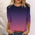 thumbnail image 2 of Pompotops Femmes Mode Casual Col Rond Manches 3/4 Imprimé Chemisier Chemisier Large Tops Dégagement, 2 of 6