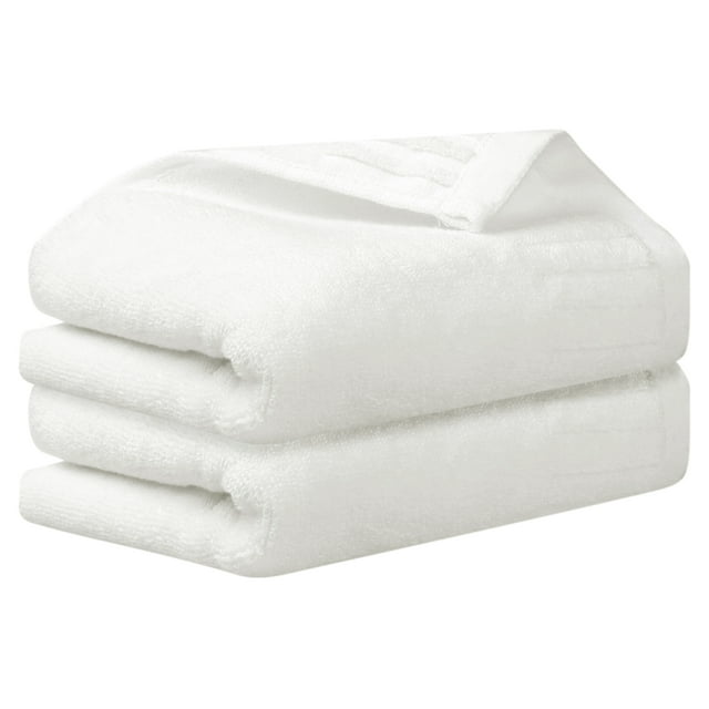 Toallas de mano de algodón cómodas de 2 paquetes con patrón a rayas REGALWOVEN, toallas de mano para baño y cocina, blancas 14" x 30"