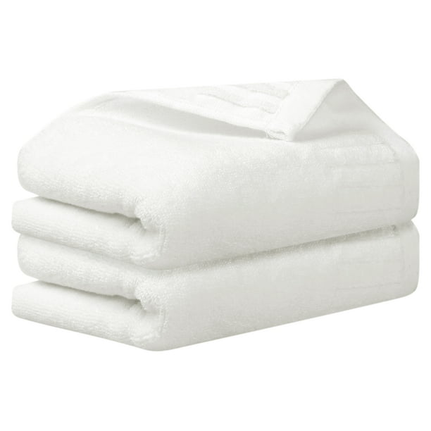 Toallas de mano de algodón cómodas de 2 paquetes con patrón a rayas REGALWOVEN, toallas de mano para baño y cocina, blancas 14" x 30"