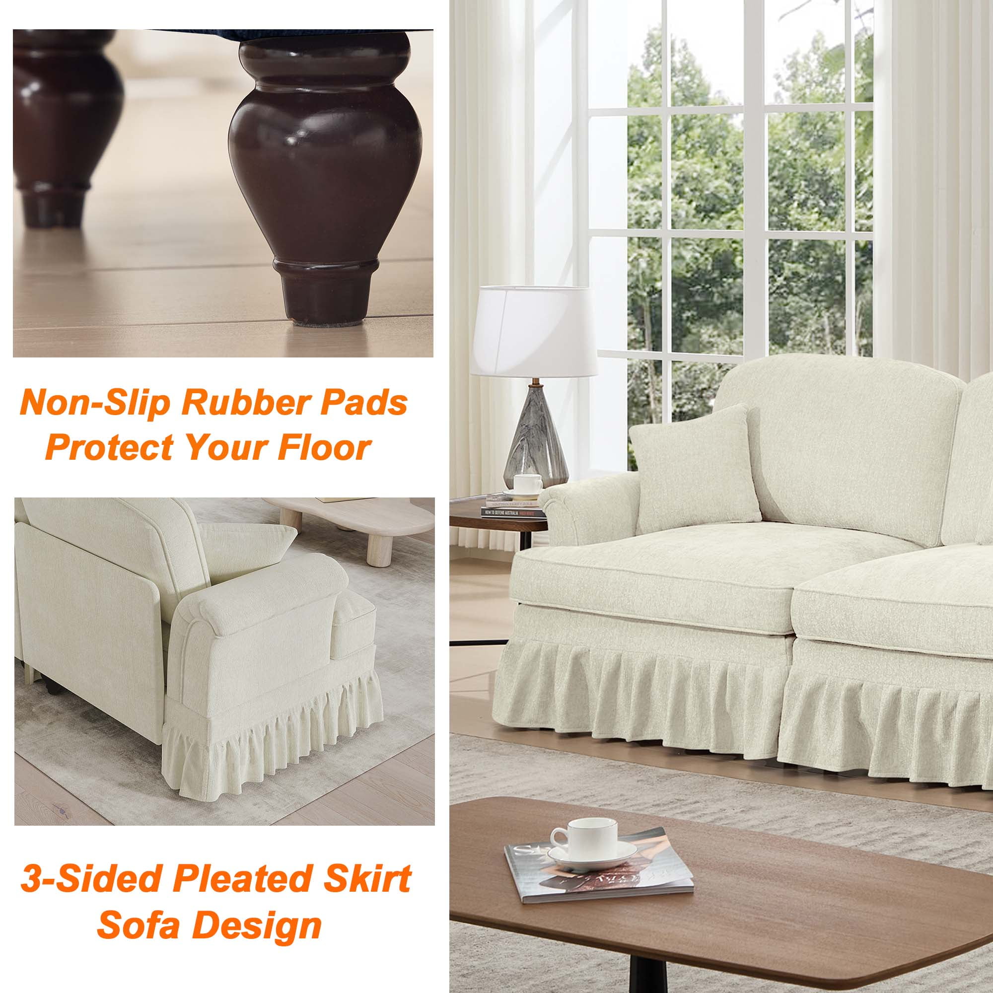 Firscook 76” Chenille Loveseat Sofa, Oversized Couch for Living Room, Beige
