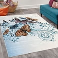 thumbnail image 2 of Butterfly Decorative Rug, Monarch Butterflies Vintage Damask Inspired Design, Quality Carpet for Bedroom Dorm and Living Room, 6 Sizes, Petrol Blue, by Ambesonne, 2 of 4