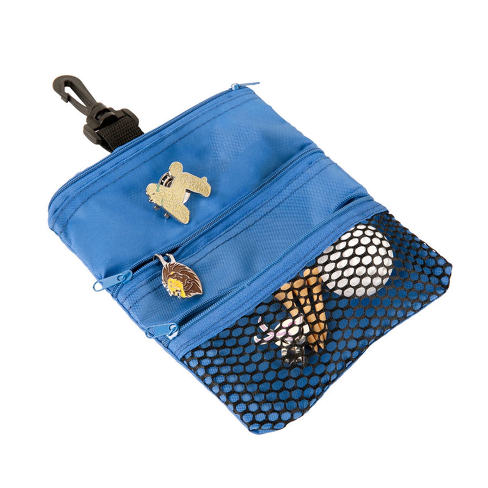 Golf Pouch Bag, Multipocket Golf Ball Storage Pouch Bag with Clip, Valuables Golf Tee Pouch Bag