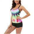 thumbnail image 3 of Plus Size Tankini Swimsuits for Women Retro Print Bathing Suits Two Pieces Modest Swimming Wear Sports Tank Tops with Boyshorts Tummy Control Swimwear, 3 of 5