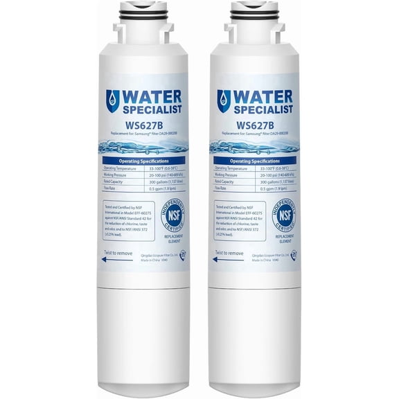 Waterspecialist F27 Refrigerator Water Filter Replacement for Samsung® DA29-00020B, HAF-CIN, RS25J500DSR, RF28HMEDBSR, HAF-CIN/EXP, RF4287HARS, RF28HFEDBSR, 2 Pack