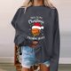 thumbnail image 2 of Gibobby Sudadera de Manga Larga Mujer Otoño e Invierno Casual moda Navidad baloncesto estampado Top manga larga cuello Rojoondo pulóver sudadera (Gris, M), 2 of 4
