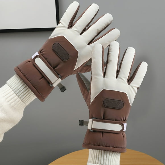 Guantes de esquí táctiles de dedos completos, cálidos, con forro polar, impermeables y Rkxzt