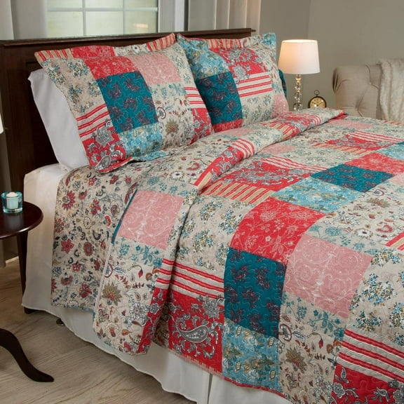 Mallory 3-Piece Red Queen Quilt Set