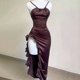 thumbnail image 5 of mfyjkho Vestidos para mujer, Vestido renacentista de Halloween para mujer, de color liso y cintura alta Vestidos maxi para mujer xxl, 5 of 8