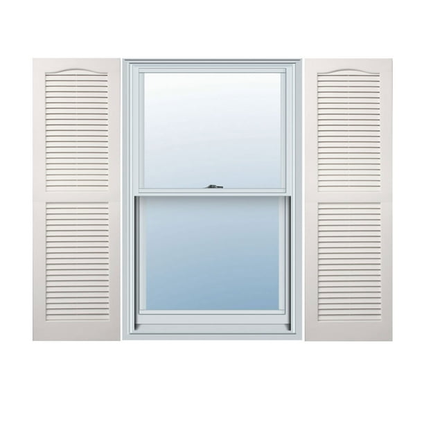14 1/2" x 75" Builders Choice Vinyl Open Louver Window Shutters, w