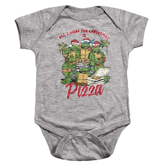 Teenage Mutant Ninja Turtles Christmas Pizza Unisex Infant Snap Suit for Baby, Athletic Heather, Small