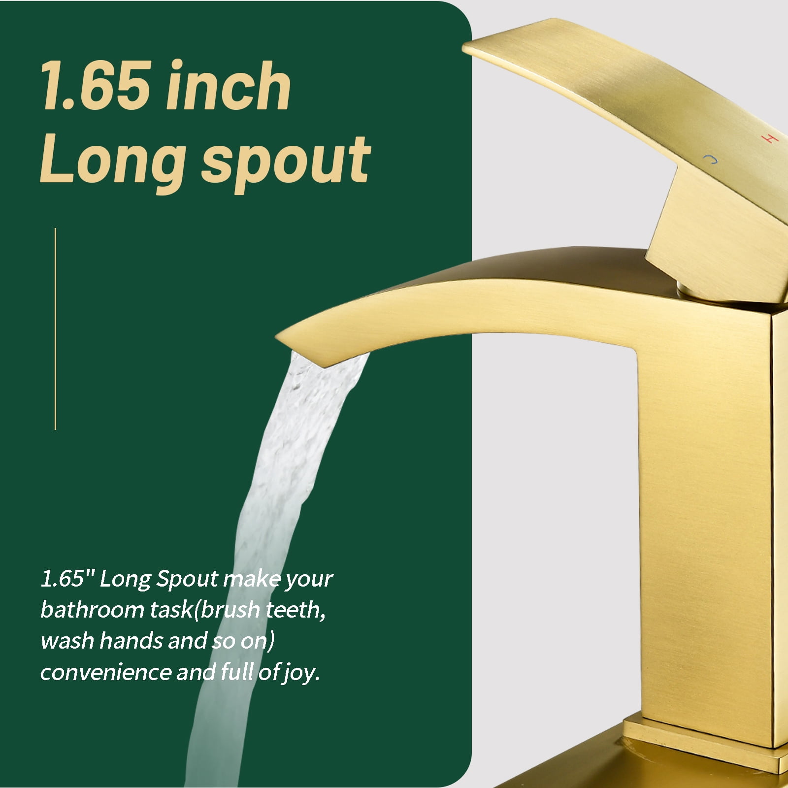 Cobbe Single-Handle Bathroom Sink Faucet for Vanity Singl-Hole Installation with Low-Arc Spout and Pop-Up Drain Brushed Gold