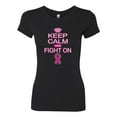 thumbnail image 2 of Keep Calm and Fight On Breast Cancer Awareness Womens Slim Fit Junior Tee, Black, Small, 2 of 3