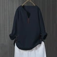 thumbnail image 2 of gakvbuo Plus Size Pullover Sweaters For Women Long Sleeve Sweatshirts Fall Tunic Tops Women Casual Cotton And Linen Long Sleeve V-Neck Solid Loose Tops Blouses, 2 of 6