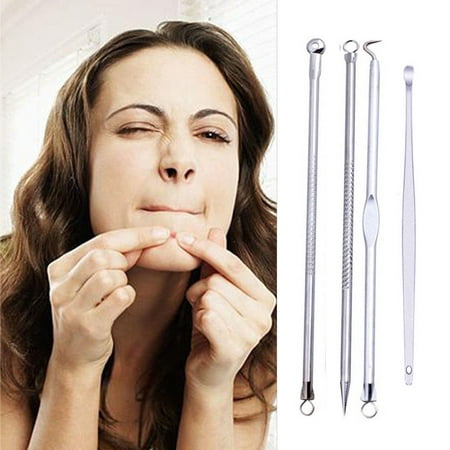 4pcs Stainless Facial Acne Spot Pimple Remover Extractor Tool