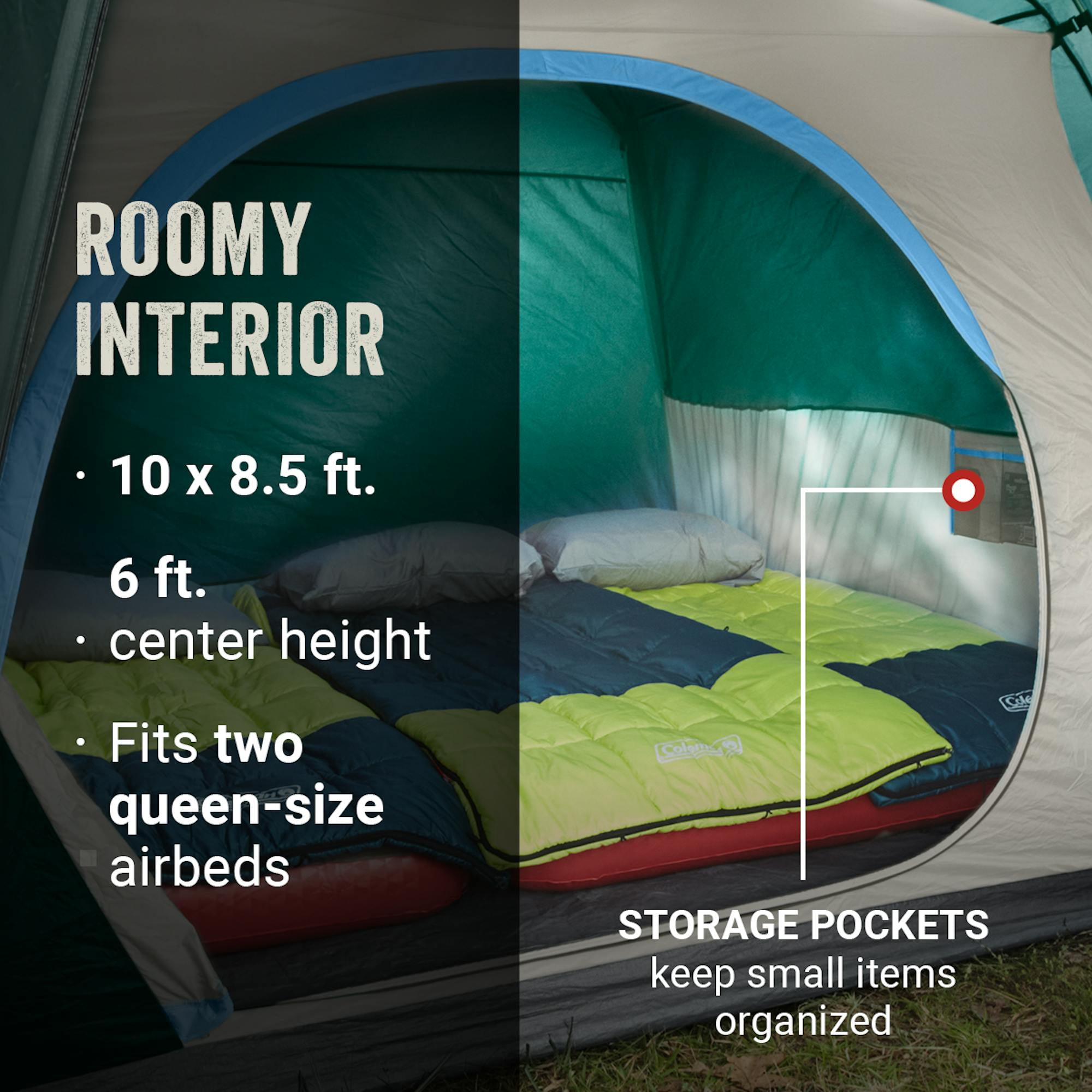 Coleman Skydome™ 6-Person Camping Tent with Full-Fly Vestibule, Evergreen