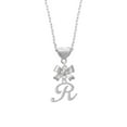 thumbnail image 2 of Delight Jewelry Silvertone Small Gelato Script Initial - R - Silver tone Bow Heart Necklace, 2 of 4