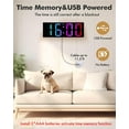 thumbnail image 4 of 12" Large Digital Wall Clock with Remote Control, USB Powered, Corded RGB LED Clock with Full Screen Display, Big Numbers, for Classroom, Living Room, Elderly, Wall Mounted, DST, KSJ-01, Black, 4 of 7