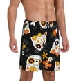 thumbnail image 2 of Balery Cat Skulls and Flowers Pantalones cortos de pijama de punto de algodón para hombre con cinturilla y bolsillos-Medium, 2 of 6