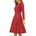thumbnail image 2 of FKELYI Size 4XL Women Dress Comfy Glitter Christmas Red Christmas Dress Women Elastic A Line Swing Skater Twirl Dresses for Party, 2 of 4