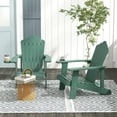 thumbnail image 3 of Gymax Patio HIPS Outdoor Weather Resistant Slatted Chair Adirondack Chair w/ Cup Holder Dark Green, 3 of 8
