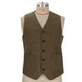 thumbnail image 4 of purcolt Men's Casual Vest with 3 Pockets Wedding Herringbone Slim Fit Waistcoat Jacket Tank Top for Prom Daily, 4 of 7