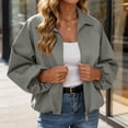thumbnail image 6 of Xinoom Women Zip Up Cropped Bomber Jacket, Point Collar Long Sleeve Balloon Cuffs Loose Casual Outer Coat, Lightweight Streetwear Outerwear Gray,M, 6 of 7